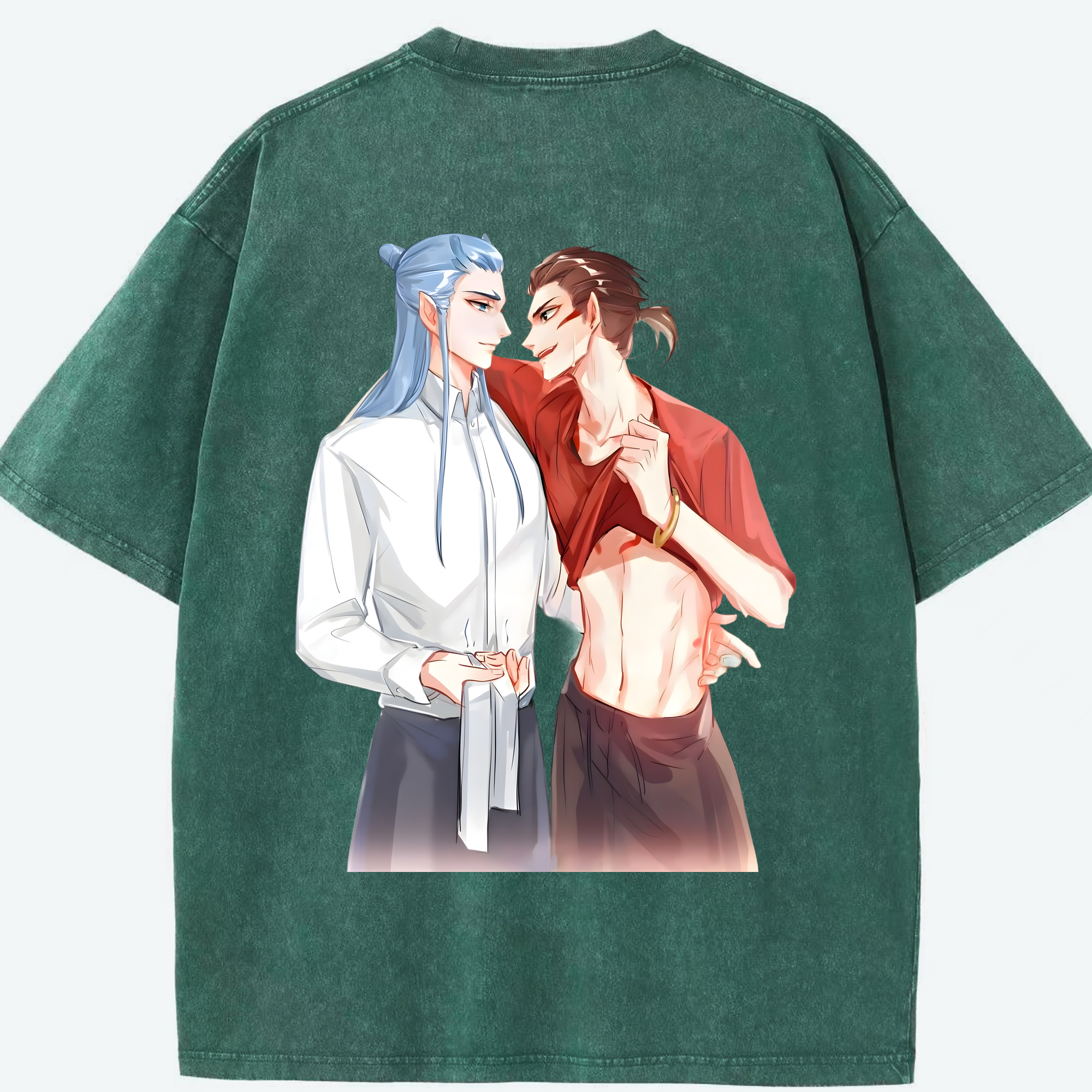 （画像用） Ne Zha 2 ナタ 魔童の大暴れ 綿100% ヴィンテージ風 半袖Tシャツ（背面プリント）
